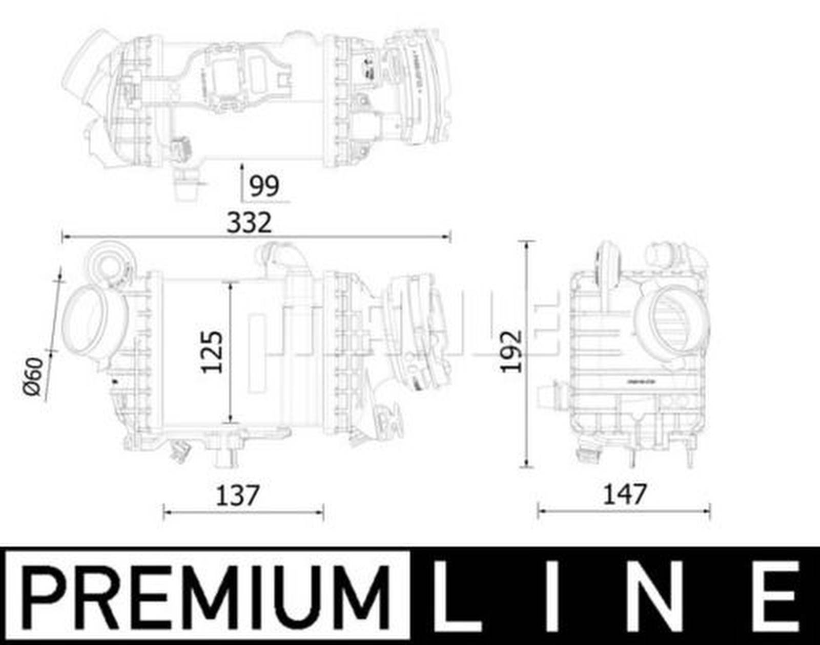 Ladeluftkühler Kühlrippen gelötet Alu 137 mm - 125 mm MAHLE für u.a. BMW 7er