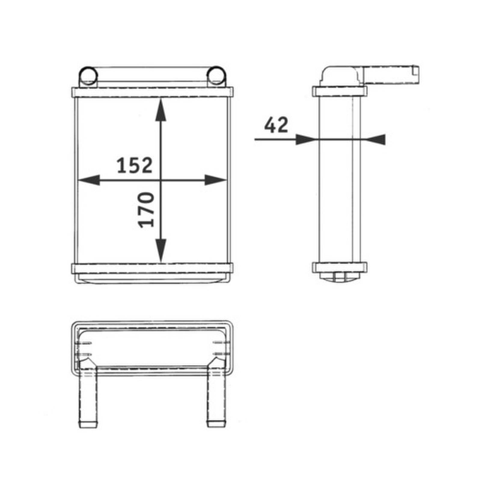 Wärmetauscher Heizung Rippen gefügt Alu 170mm-152mm MAHLE für u.a. MB SPRINTER