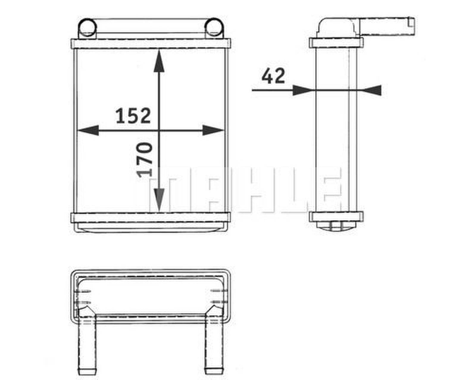 Wärmetauscher Heizung Rippen gefügt Alu 170mm-152mm MAHLE für u.a. MB SPRINTER