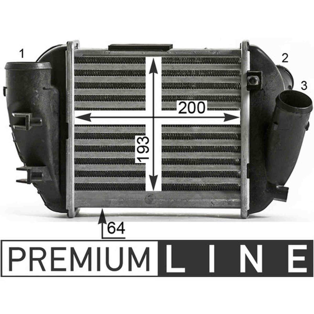 Ladeluftkühler Kühlrippen gelötet Alu 200 mm - 193 mm MAHLE für u.a. AUDI A4
