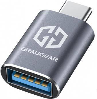 GrauGear G-AD-ATC-10G-2, USB Typ-A, USB Typ-C, Weiblich, Grau, 10 Gbit/s, 19 mm