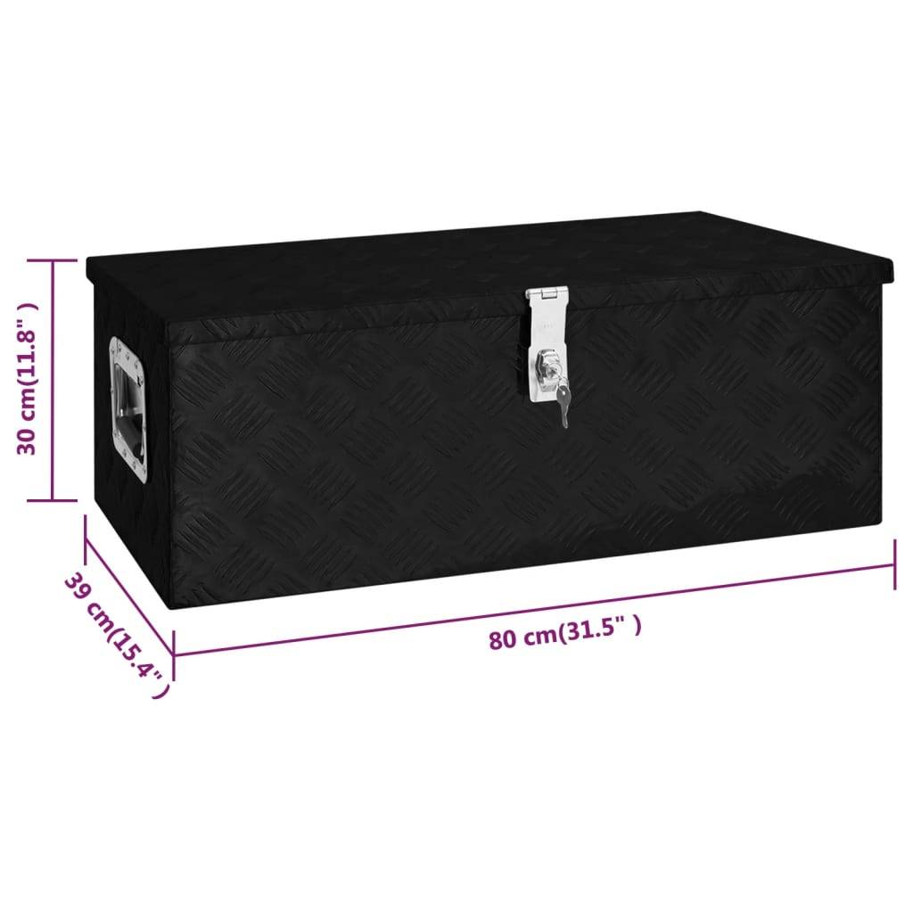 vidaXL Aufbewahrungsbox Schwarz 80x39x30 cm Aluminium