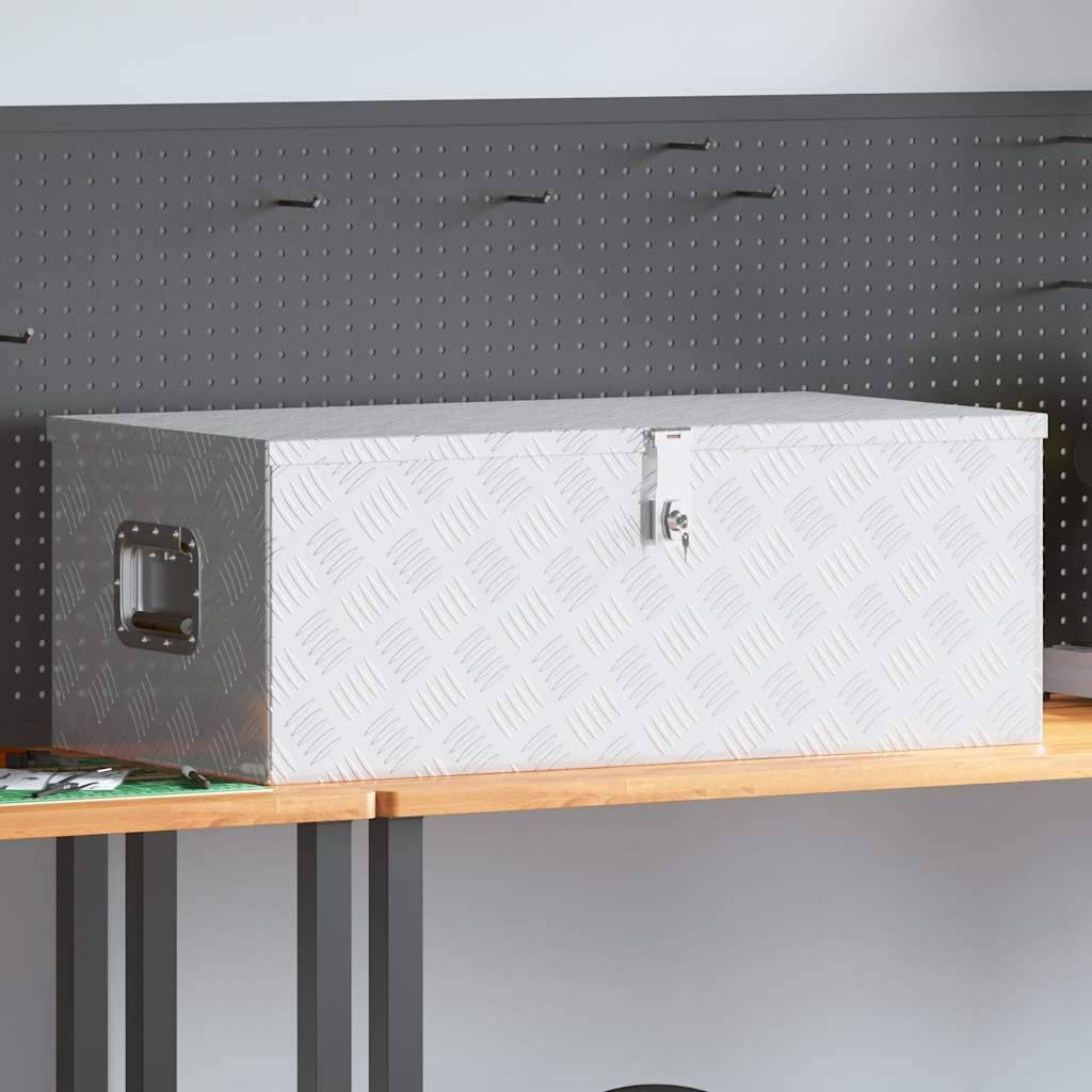 vidaXL Aufbewahrungsbox Silbern 90x47x33,5 cm Aluminium
