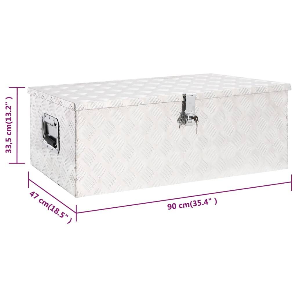 vidaXL Aufbewahrungsbox Silbern 90x47x33,5 cm Aluminium