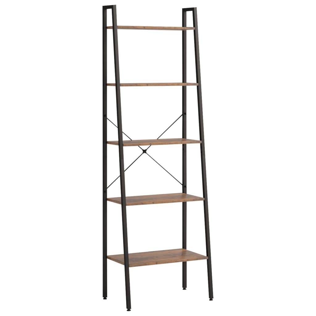 vidaXL Standregal mit 5 Böden Dunkelbraun und Schwarz 56x35x174 cm