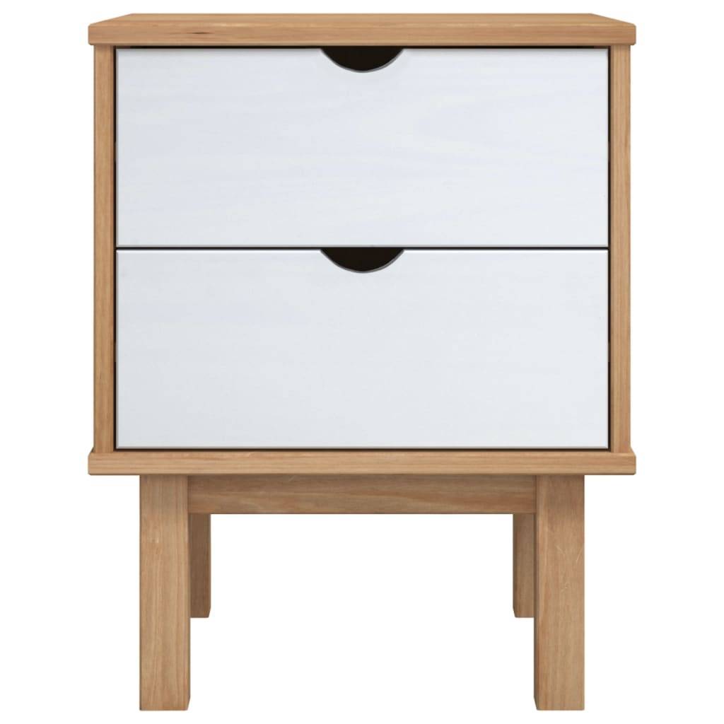 vidaXL Nachttisch OTTA Braun & Weiß 45x39x57 cm Massivholz Kiefer