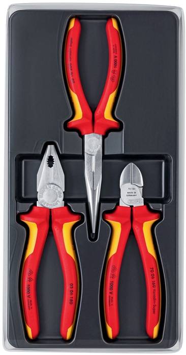 Zangensatz Elektro-Paket Inh.3tlg.VDE verchr.Kunststofftiefziehteil KNIPEX