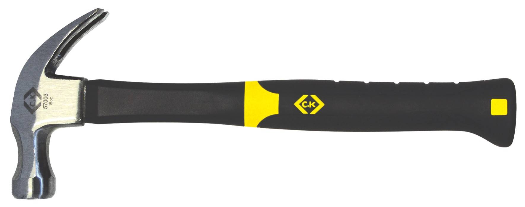 Ein schwarzer und gelber Hammer mit Metallkopf, geeignet zum Einschlagen von Nägeln. Klarer Fokus auf Funktionalität und Design.