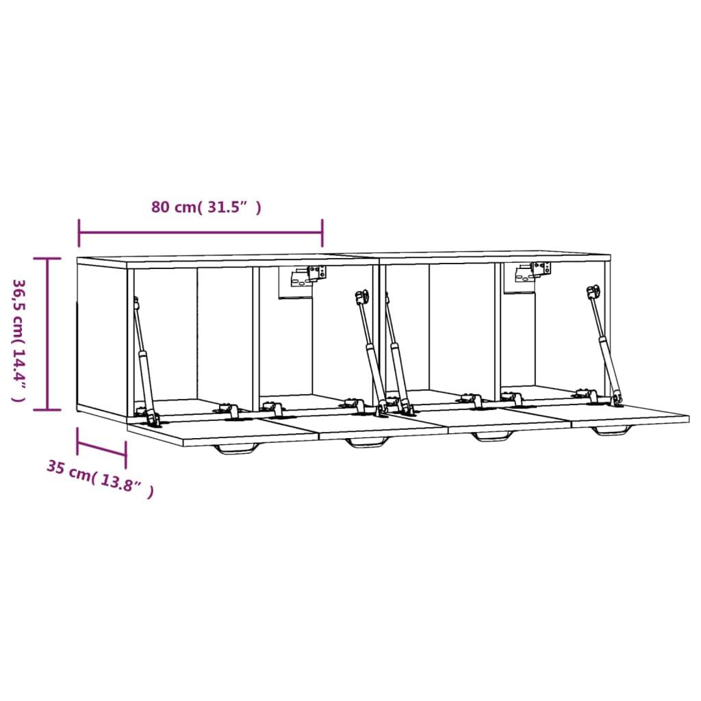 vidaXL Wandschränke 2 Stk. Betongrau 80x35x36,5 cm Holzwerkstoff