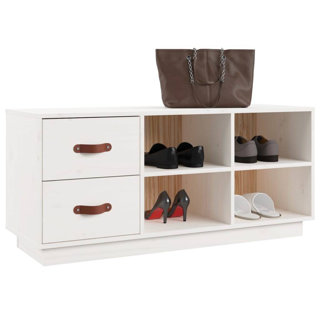 vidaXL Schuhbank Weiß 100x34x45 cm Massivholz Kiefer