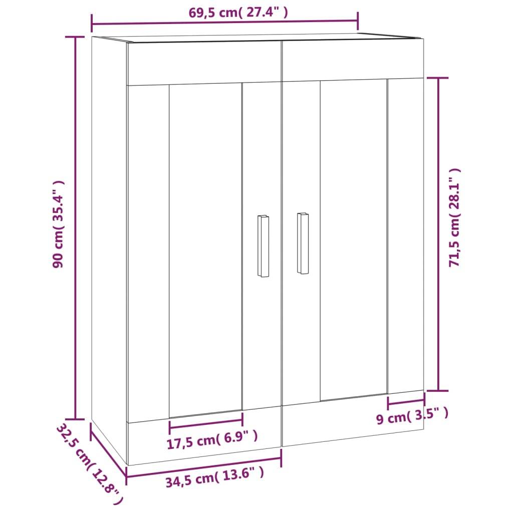 vidaXL Wandschrank Sonoma-Eiche 69,5x32,5x90 cm Holzwerkstoff