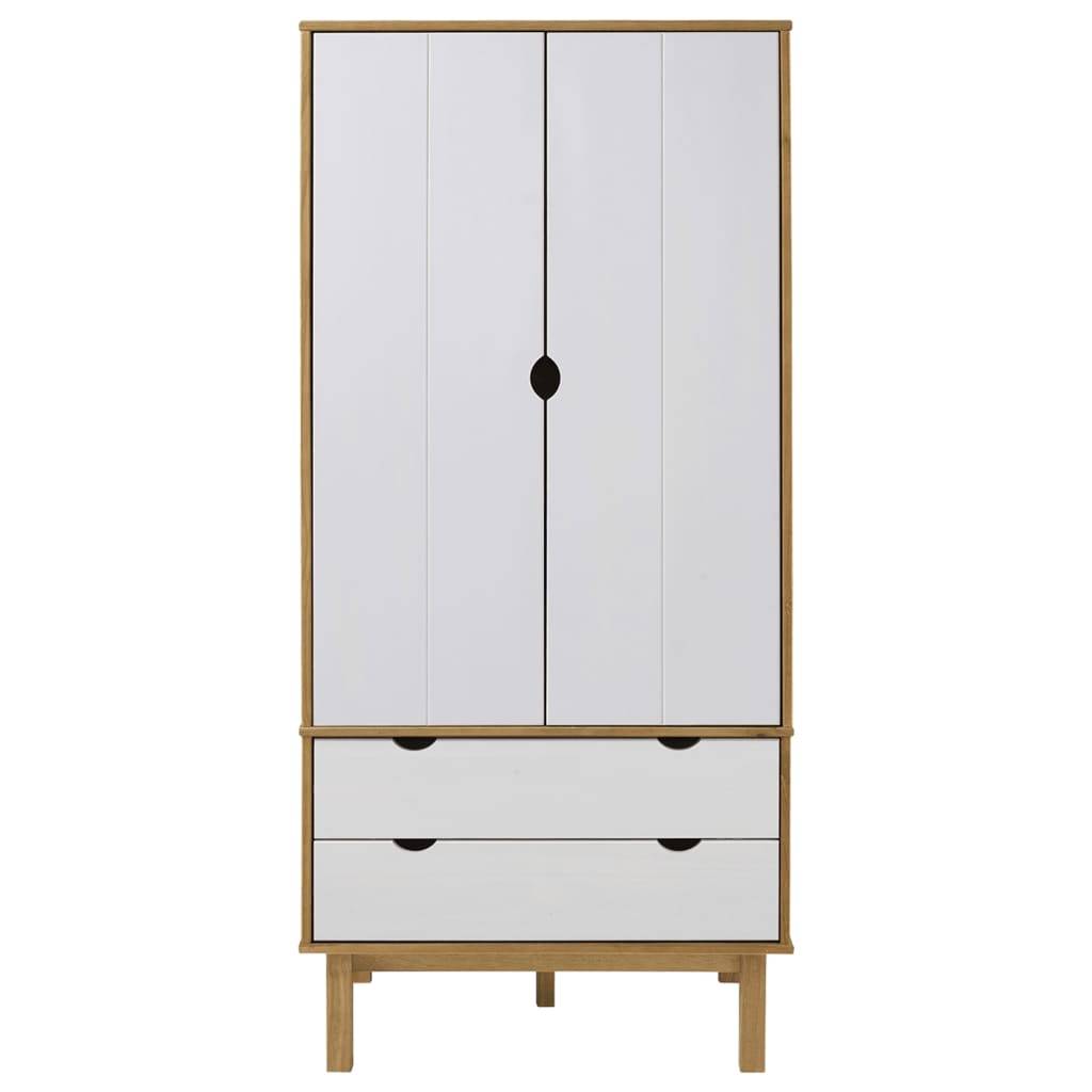 vidaXL Kleiderschrank OTTA Braun&Weiß 76,5x53x172 cm Massivholz Kiefer