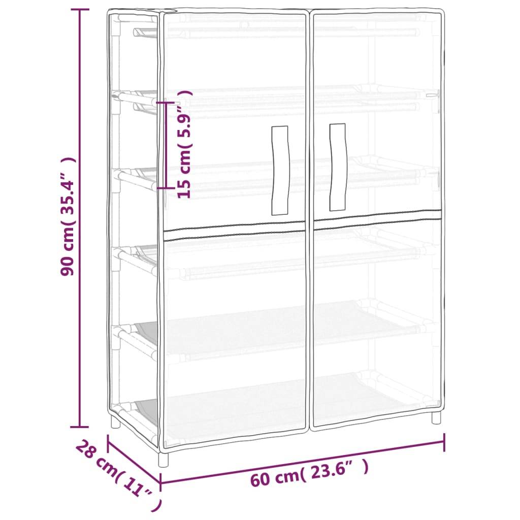 vidaXL Schuhschrank Creme 60x28x90 cm Stoff