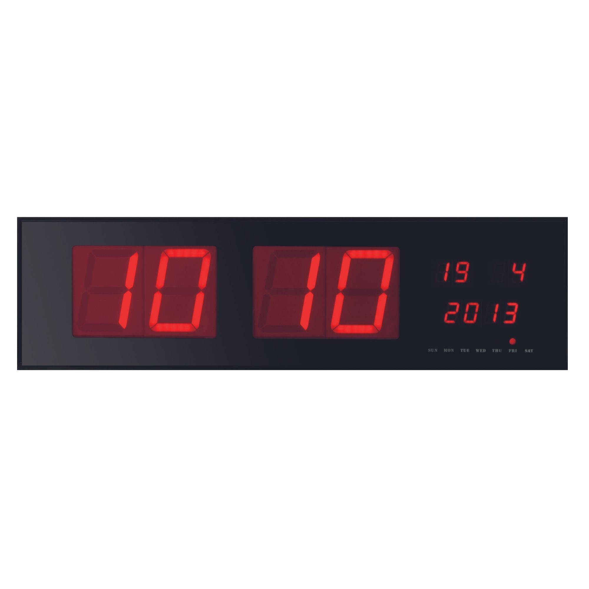 Perel Wanduhr mit LED-Display, digital, Schwarz, Rot