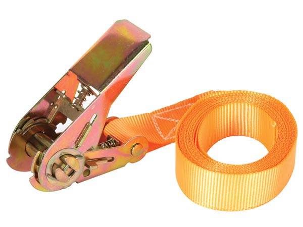 Spanngurt mit Ratsche, einteilig, für kleinere Lasten, max. 500 kg, Polyester, Orange, 3.6 m x 25 mm