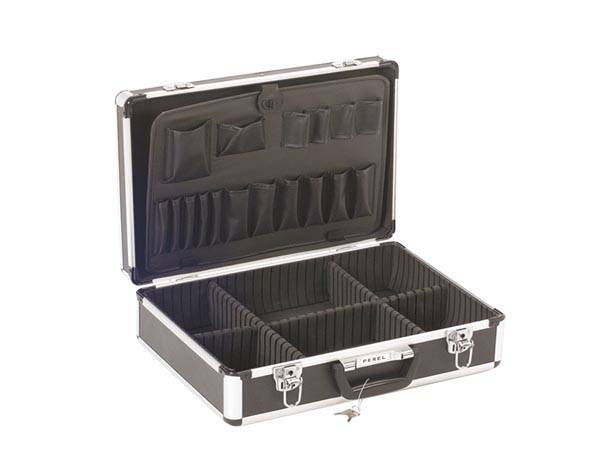Perel Aluminium-Werkzeugkoffer - 455 x 330 x 152 mm - 22,8 L - Schwarz