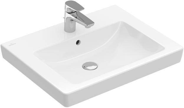 Villeroy & Boch Waschbecken Subway 2.0 711360 600x470mm Rechteck 1 Hahnloch mit Überlauf Weiß Alpin