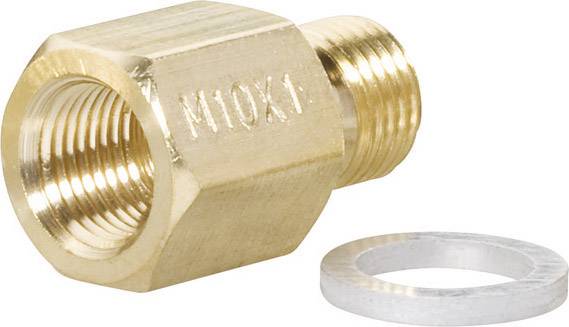 Messing-Adapter M10x1 Außengewinde zu Innengewinde mit Dichtung. Geeignet für Rohrverbindungen oder Montage von Drucksensoren.