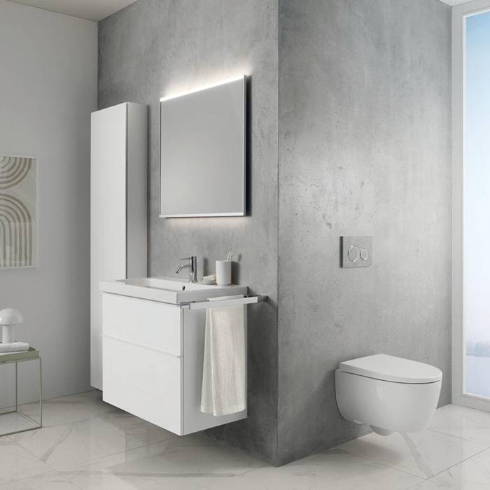 Geberit iCon Set Wand-WC Tiefspüler verkürzte Ausladung geschlossenes Keramikdesign, Rimfree, WC-Sitz 49cm,