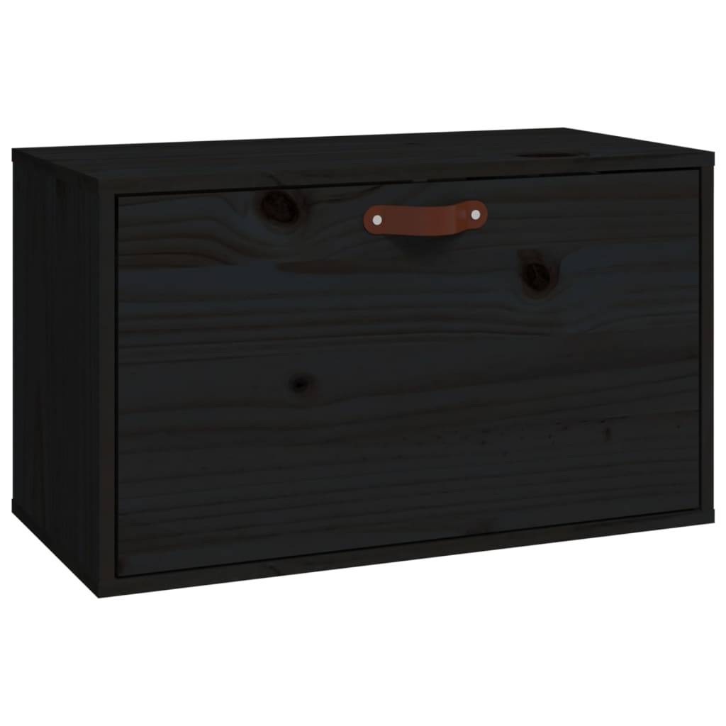 vidaXL Wandschrank Schwarz 60x30x35 cm Massivholz Kiefer