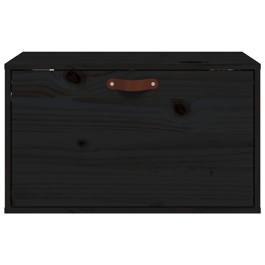 vidaXL Wandschrank Schwarz 60x30x35 cm Massivholz Kiefer