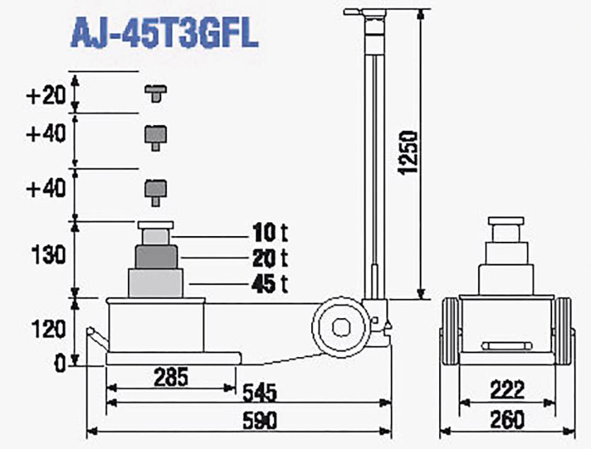 TDL Rangierwagenheber 45 t Arbeitshöhe: 12 - 25 cm