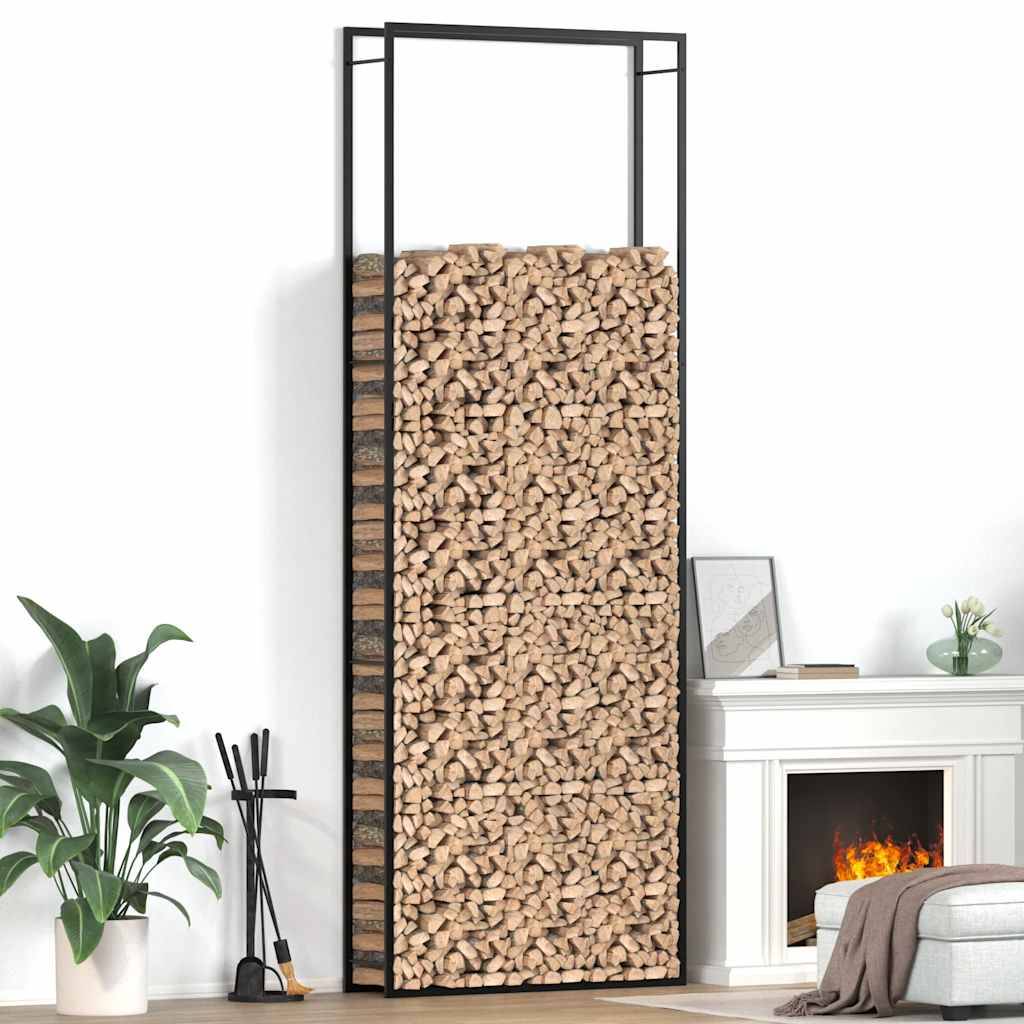 vidaXL Brennholzregal Mattschwarz 110x28x312 cm Stahl