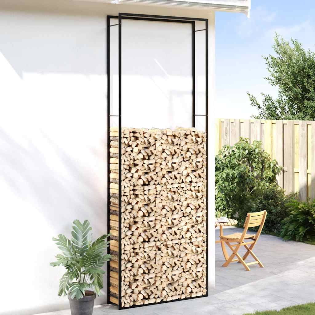 vidaXL Brennholzregal Mattschwarz 110x28x312 cm Stahl