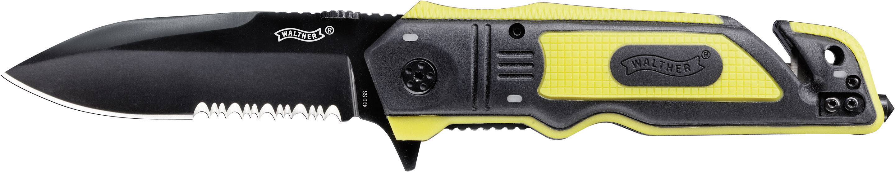 Walther Rettungsmesser Emergency Rescue Knife ERK fluoreszierend 5.0729 Glasbrecher, Gurtschneider (L x B x H) 118 x 40 x 20 mm 1 St.