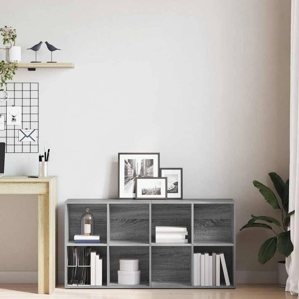 vidaXL Bücherregal/Sideboard Grau Sonoma 66×30×130 cm Holzwerkstoff