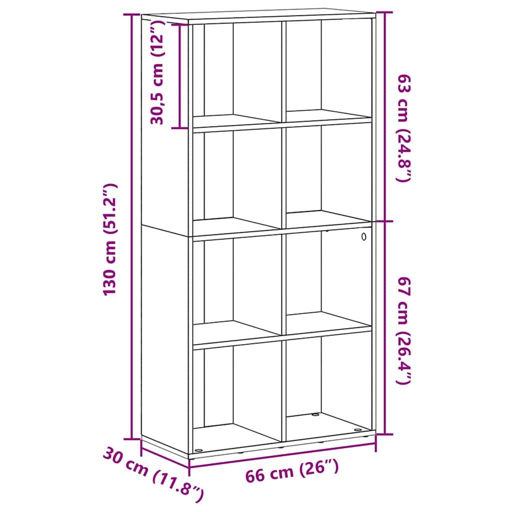 vidaXL Bücherregal/Sideboard Grau Sonoma 66×30×130 cm Holzwerkstoff