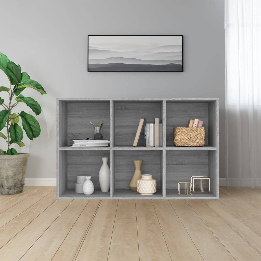 vidaXL Bücherregal/Sideboard Grau Sonoma 66x30x98 cm Holzwerkstoff