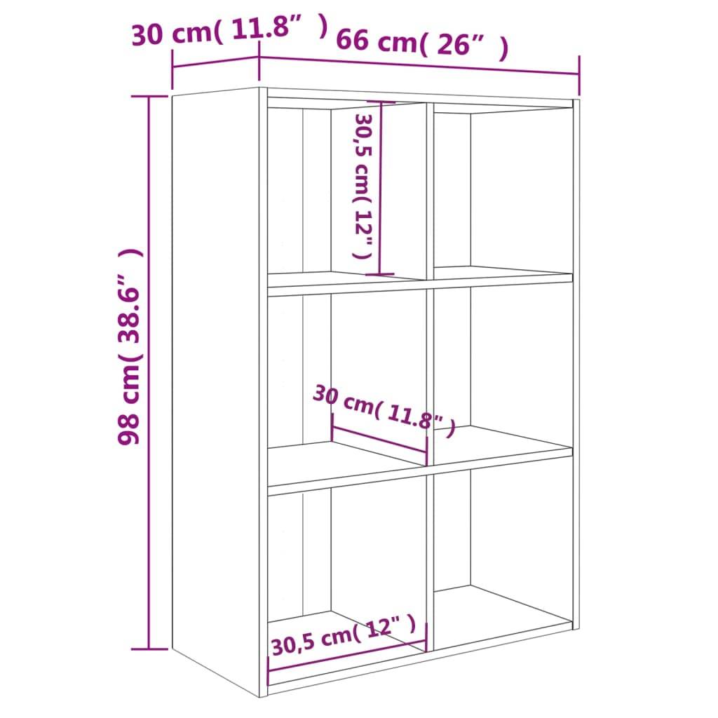 vidaXL Bücherregal/Sideboard Grau Sonoma 66x30x98 cm Holzwerkstoff