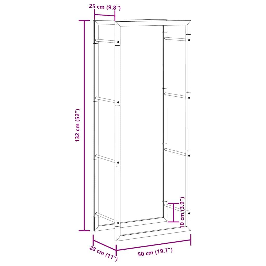 vidaXL Brennholzregal Mattschwarz 50x28x132 cm Stahl