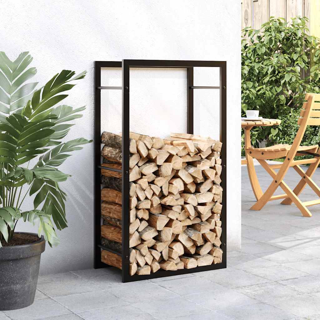 vidaXL Brennholzregal Mattschwarz 50x28x94 cm Stahl
