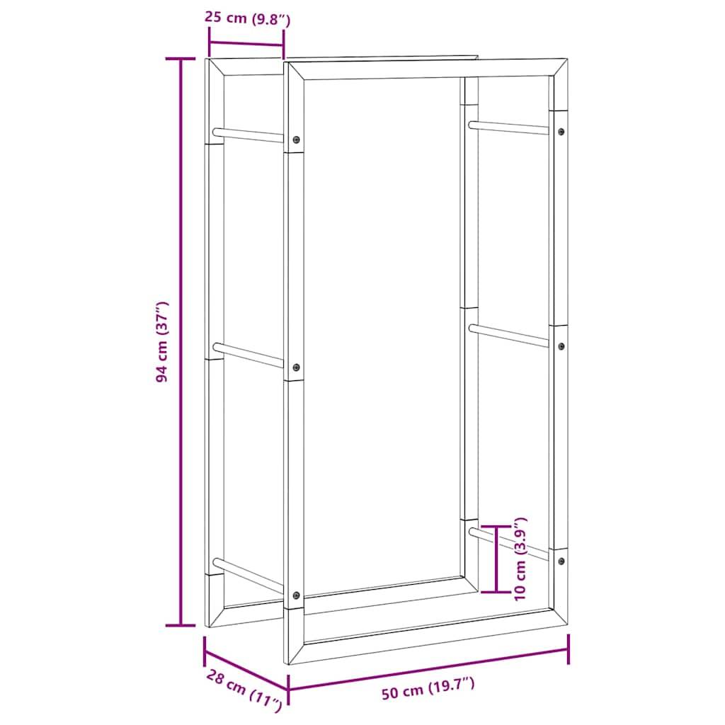 vidaXL Brennholzregal Mattschwarz 50x28x94 cm Stahl