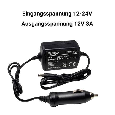 XORO CA1224 Stabilisierter 12V / 24V KFZ Adapter für Fernseher & Receiver mit Überspannung & Übertemperaturschutz