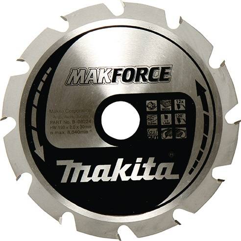 Makita MAKFORCE B-32144 Hartmetall Kreissägeblatt 190 x 30 x 1.4mm Zähneanzahl: 12 1St.