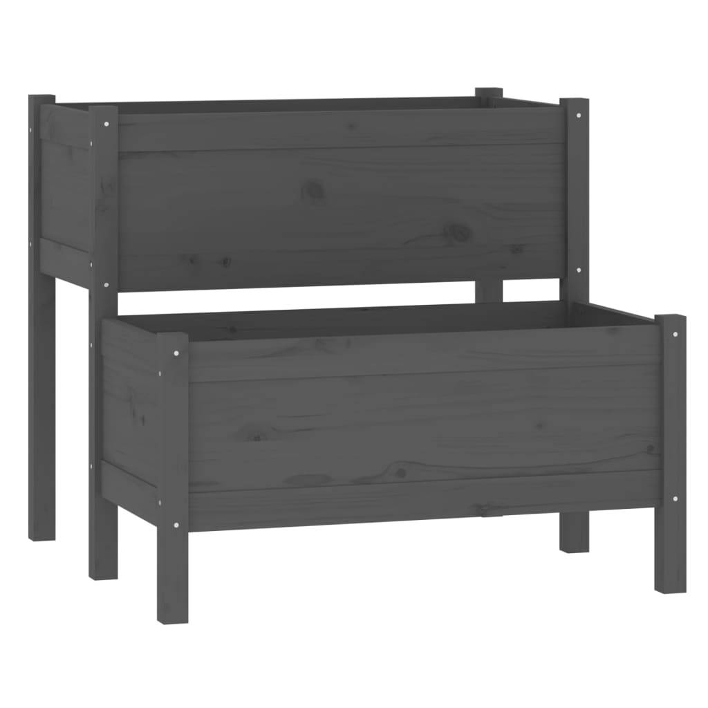 vidaXL Pflanzkübel Grau 84,5x84x75 cm Massivholz Kiefer