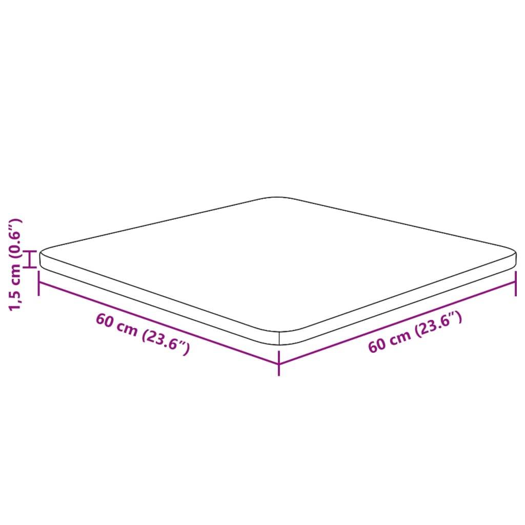 vidaXL Tischplatte Quadratisch 60x60x1,5 cm Eichenholz Unbehandelt