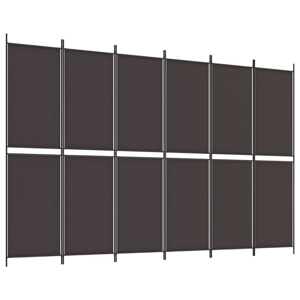 vidaXL 6-tlg. Paravent Braun 300x200 cm Stoff