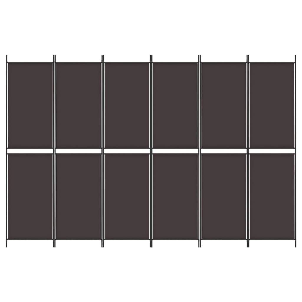 vidaXL 6-tlg. Paravent Braun 300x200 cm Stoff