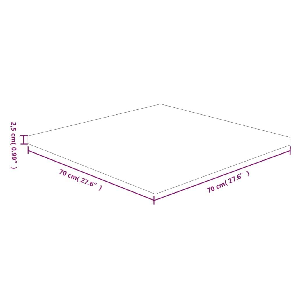 vidaXL Tischplatte Quadratisch 70x70x2,5 cm Eichenholz Unbehandelt