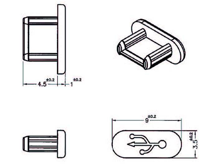 Staubschutz für USB 2.0 Micro-B Buchse ohne Griff 10 Stück schwarz