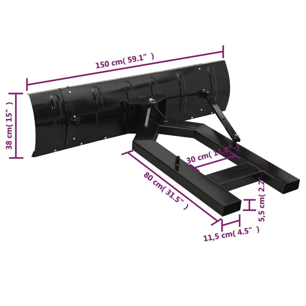 vidaXL Schneeschild für Gabelstapler 150x38 cm Schwarz