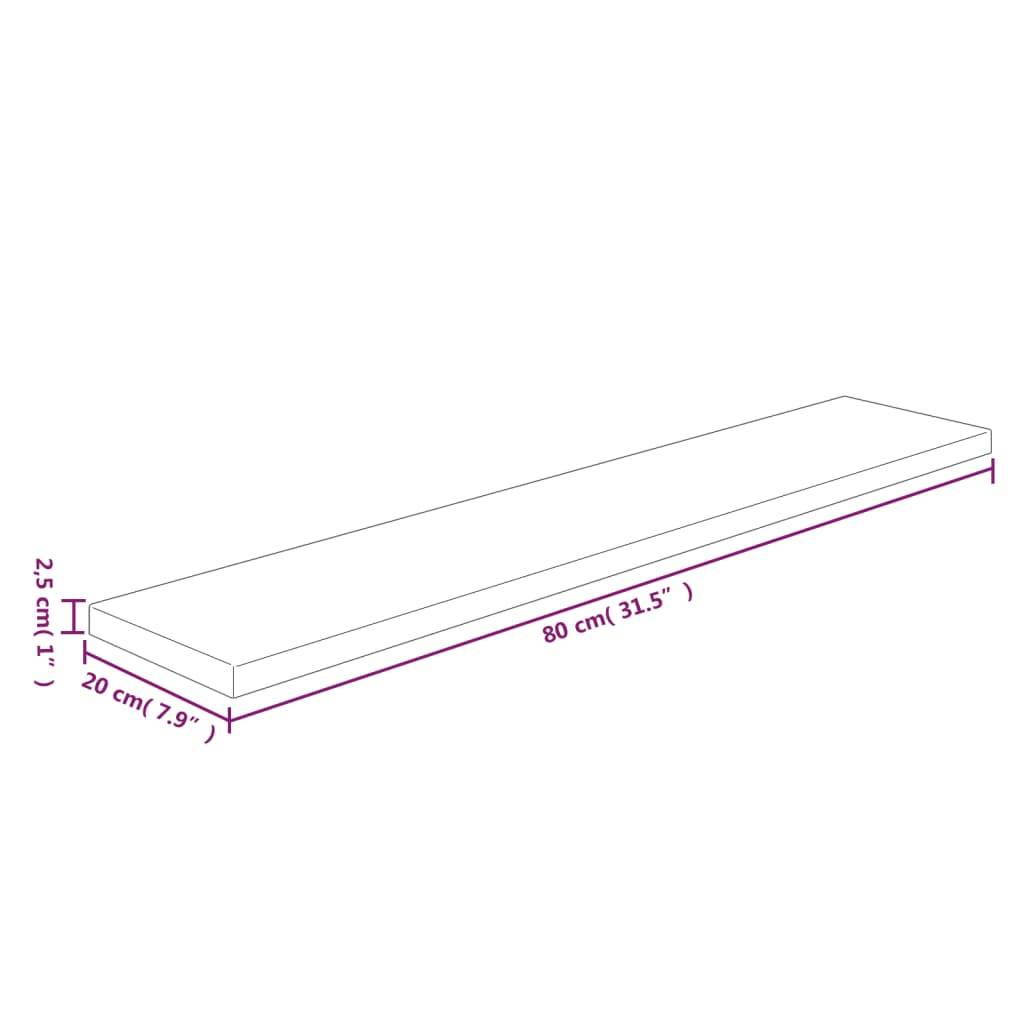 vidaXL Regalboden 80x20x2,5 cm Unbehandeltes Massivholz Eiche