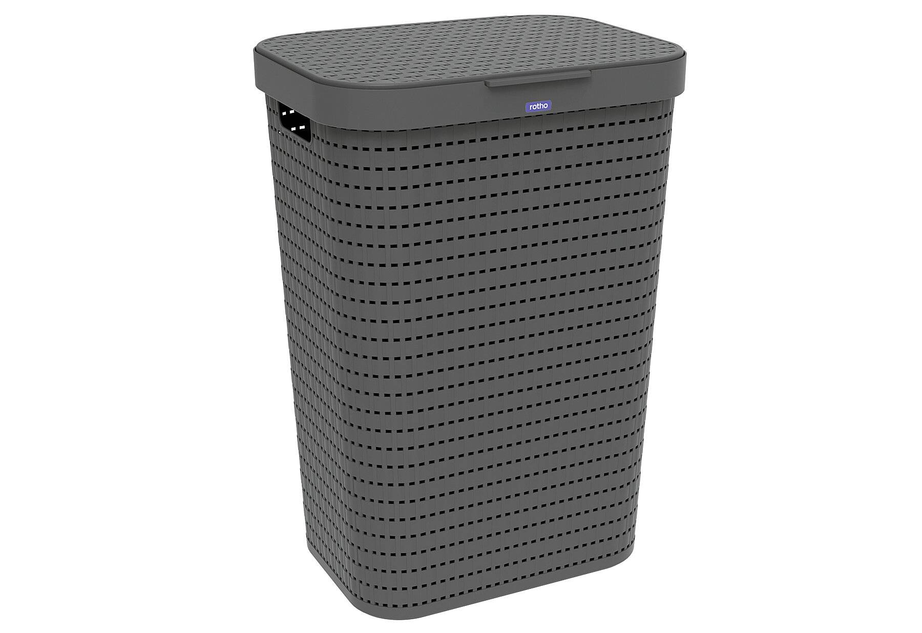 Rotho Country Wäschesammler 55l mit Deckel in Rattan-Optik, Kunststoff (PP) BPA-frei,