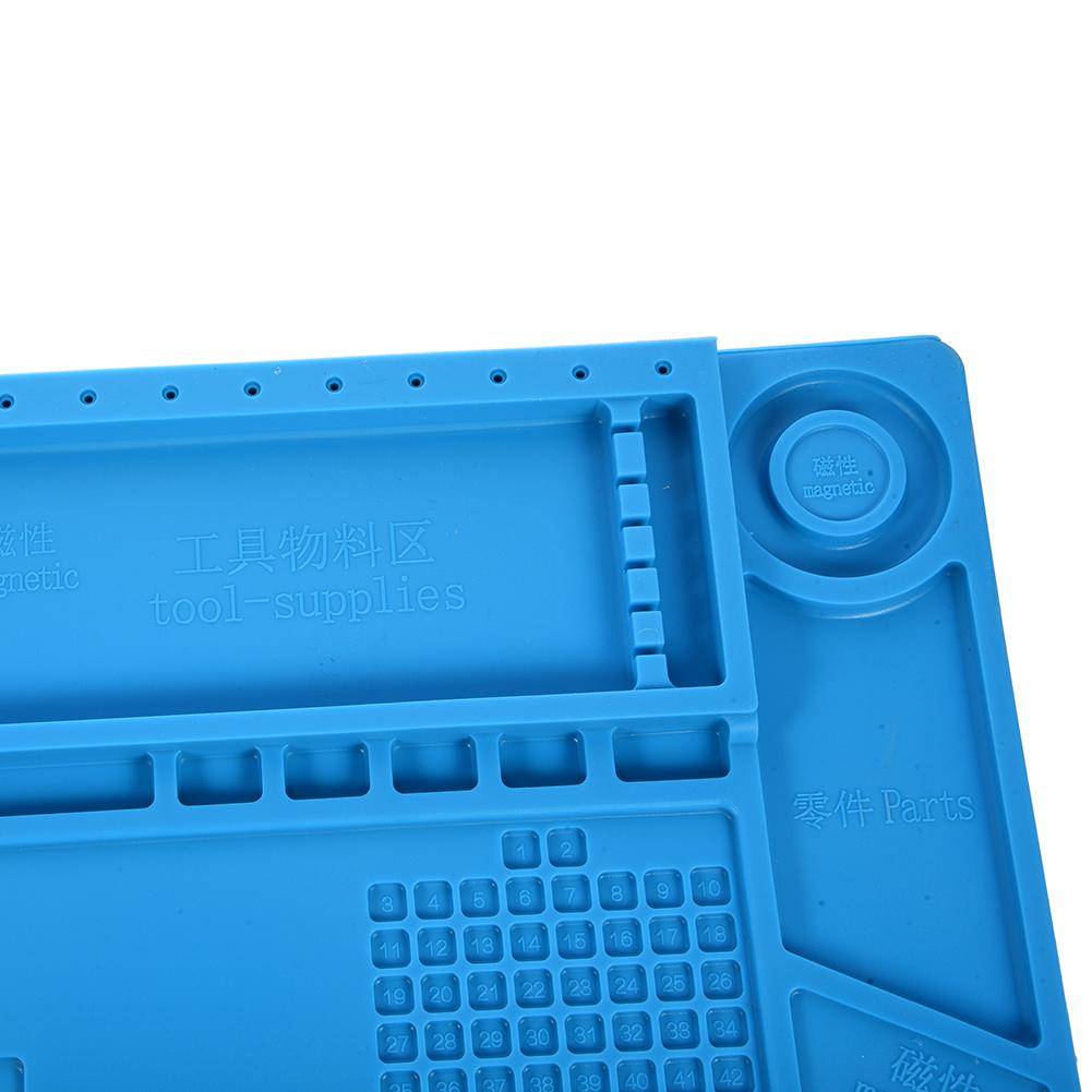 Silikon Lötmatte, 450x300mm, mit Werkzeughalterung, 4 Magnetzonen und 3 Klappfächern