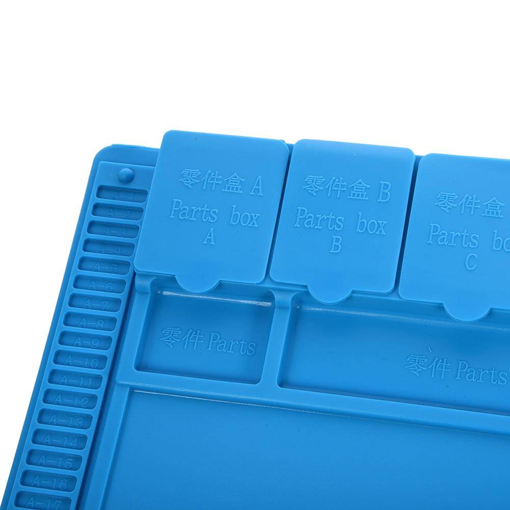 Silikon Lötmatte, 450x300mm, mit Werkzeughalterung, 4 Magnetzonen und 3 Klappfächern