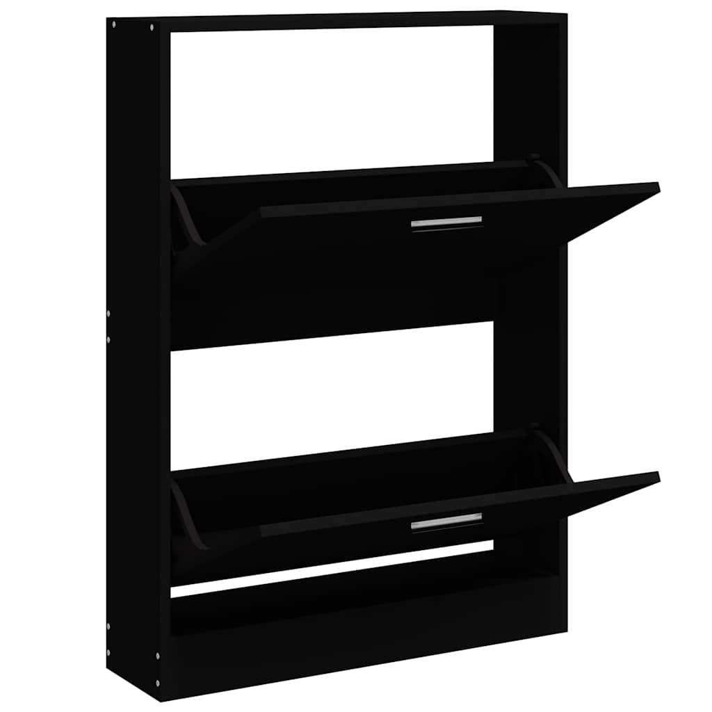vidaXL Schuhschrank Schwarz 59x17x81 cm Holzwerkstoff